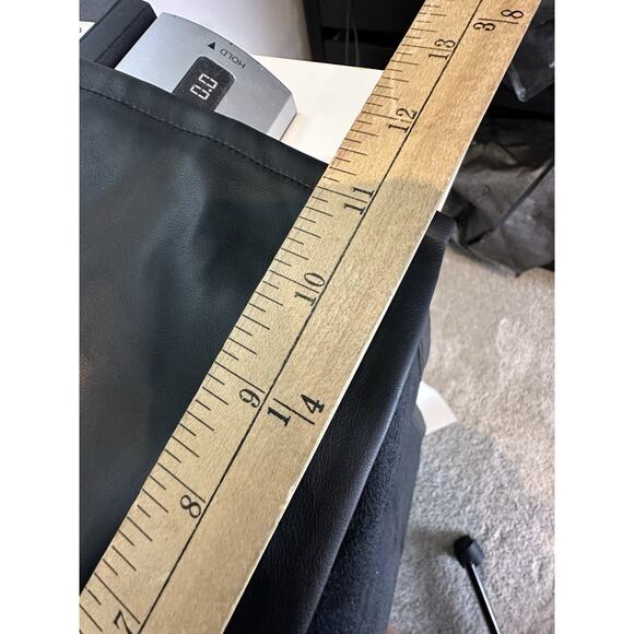 Evereve Medium Women Black Vegan Faux Leather Button Up Midi Dress Trench CLT - Picture 12 of 14